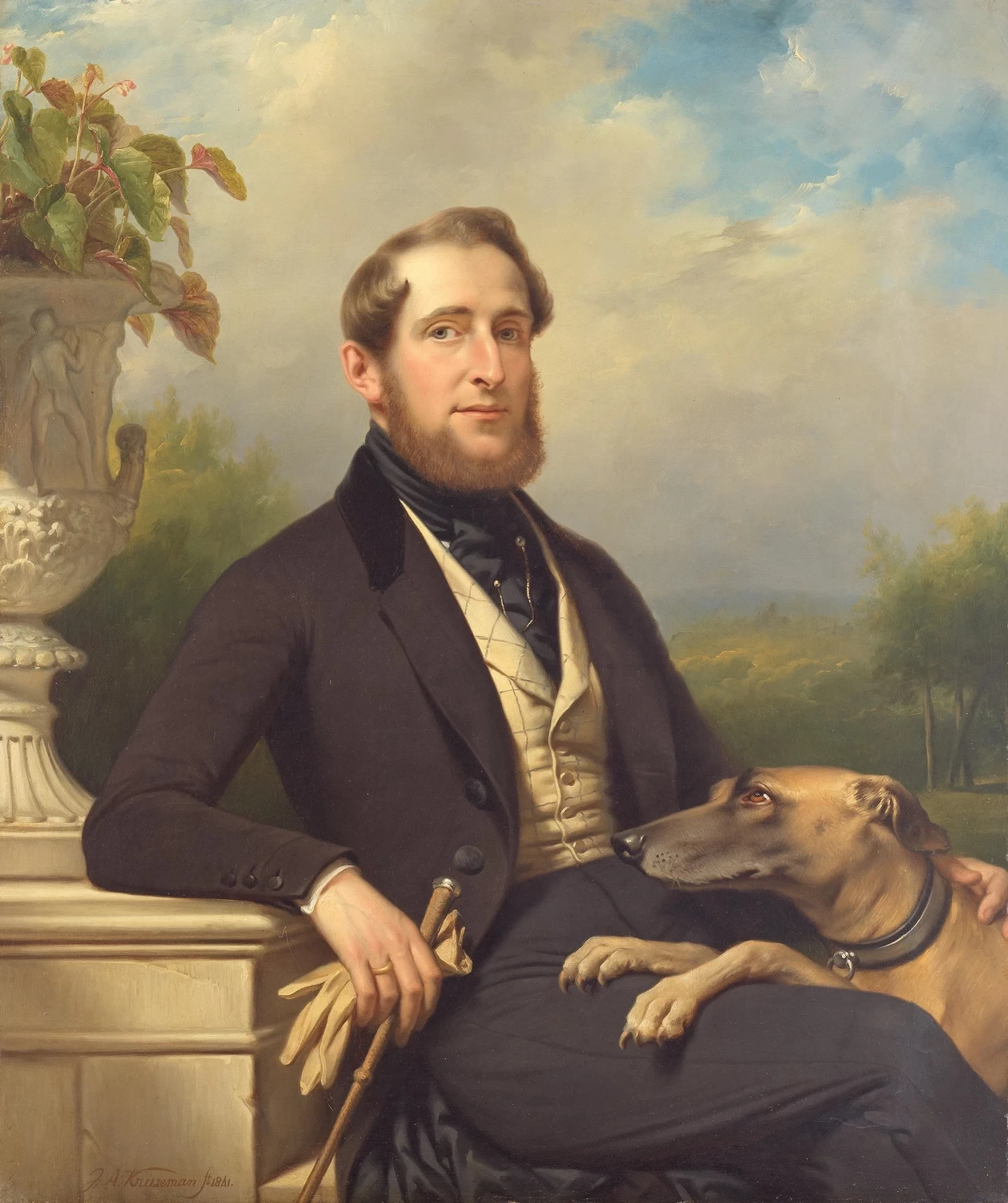 Ritratto di Hendrik Pieter van Heukelom e del suo cane, 1841